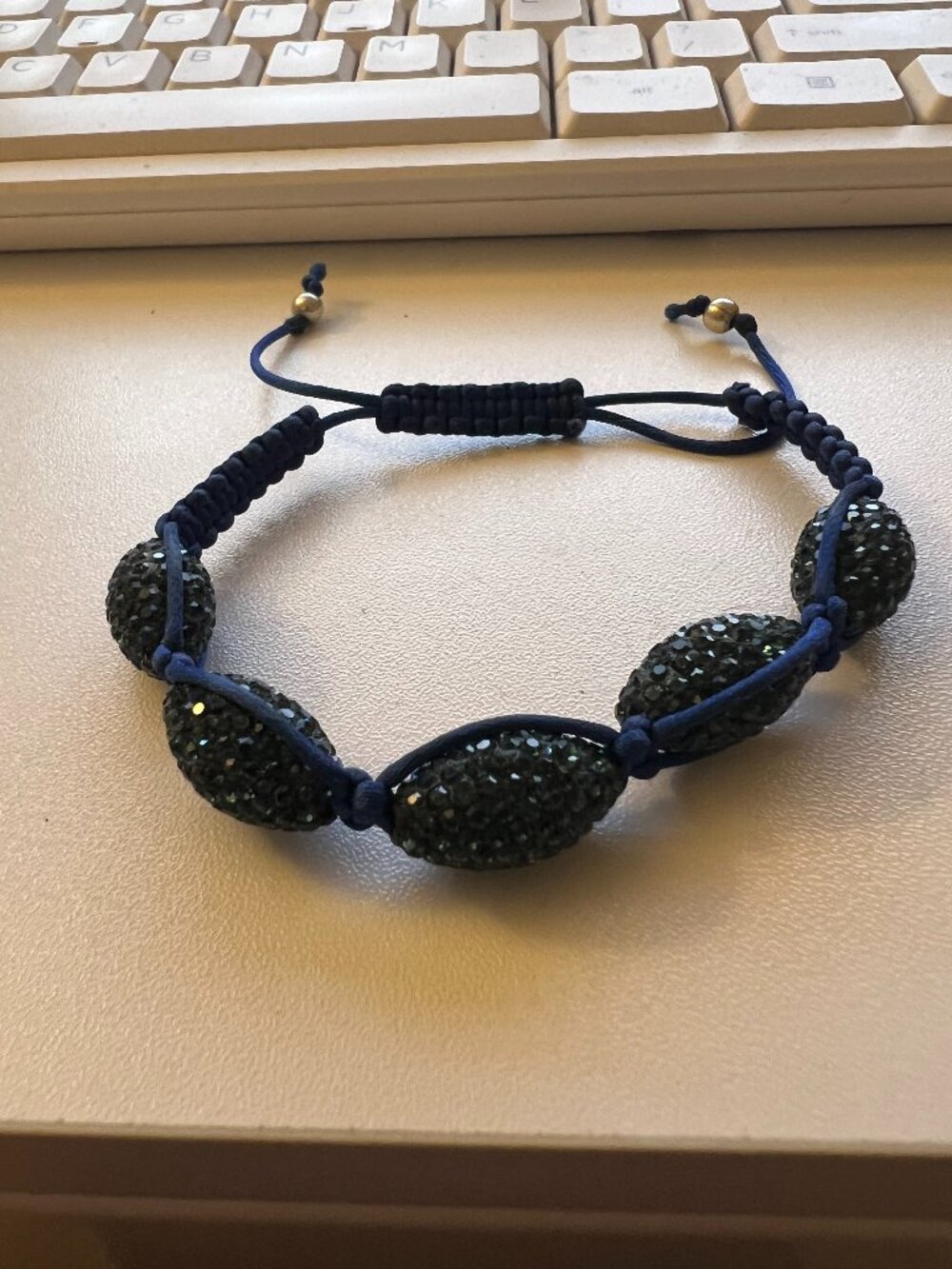Navy Shamballa‑Style Bracelet with Sparkle Beads